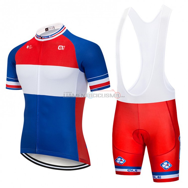 Abbigliamento Ciclismo FDJ Manica Corta 2018 Blu Bianco Rosso